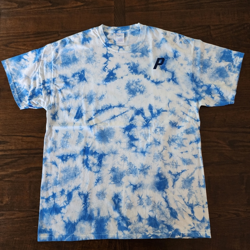 Custom Blue Tie-Dye Palace Men's Shirt
